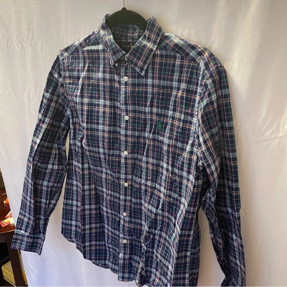 Polo Ralph Lauren Button-Down Plaid Blue Dress Shirt Boy Youth Size XL (18-20) - Picture 3 of 12